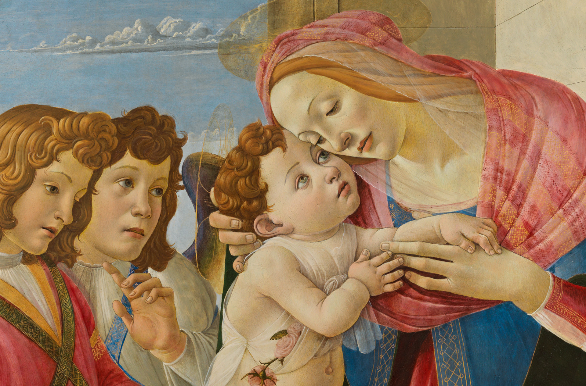 Alessandro di Mariano Filipepi, gen. Sandro Botticelli, um Madonna mit Kind und Engeln (Detail), um 1490 © Gemäldegalerie der Akademie der bildenden Künste Wien